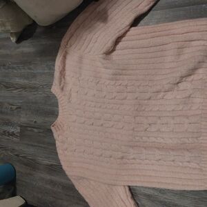 Women's Pink Cable Knit Sweater